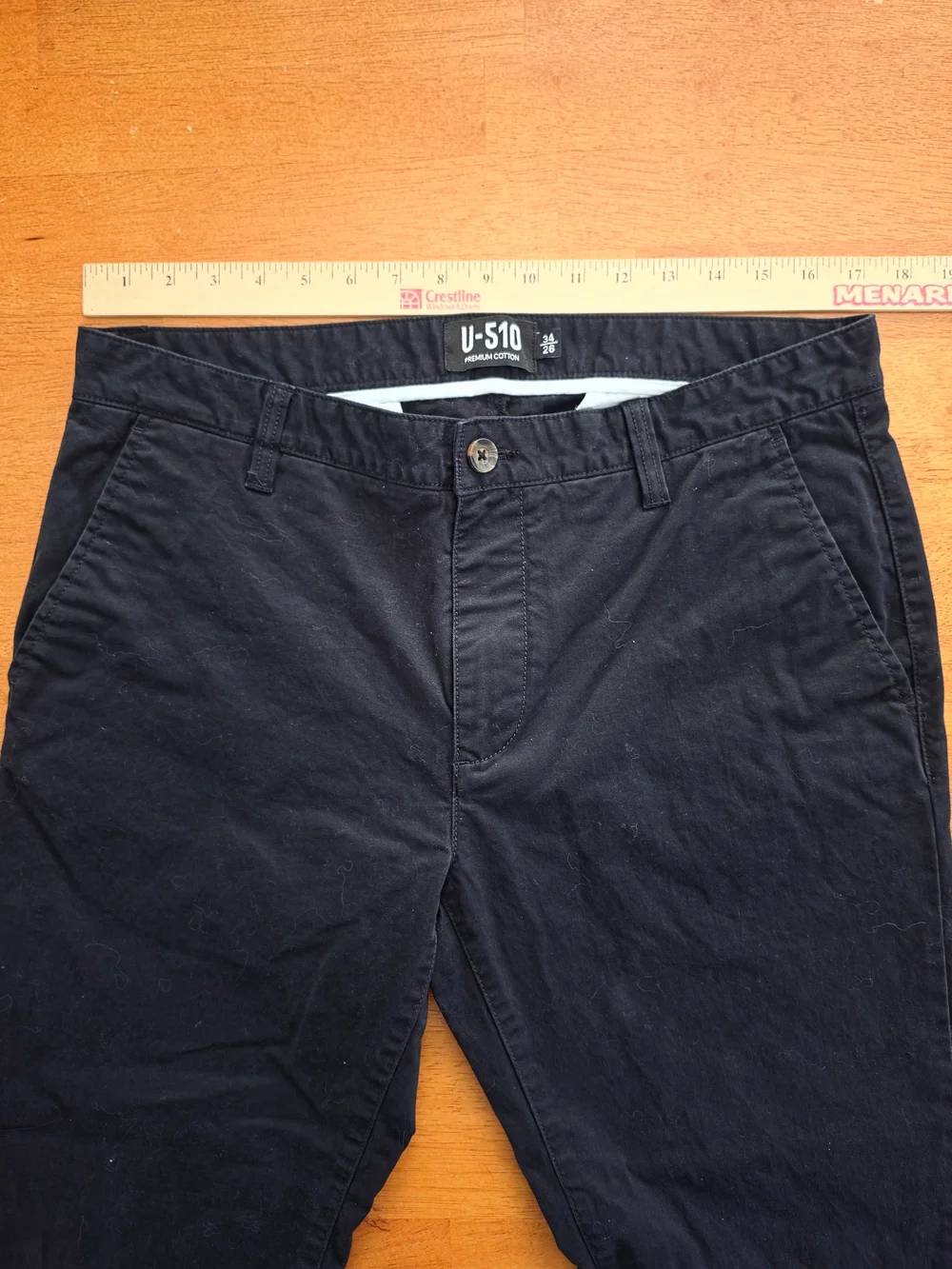 Under 510 Men's Black Washed Tapered Chino Pants.  34x26